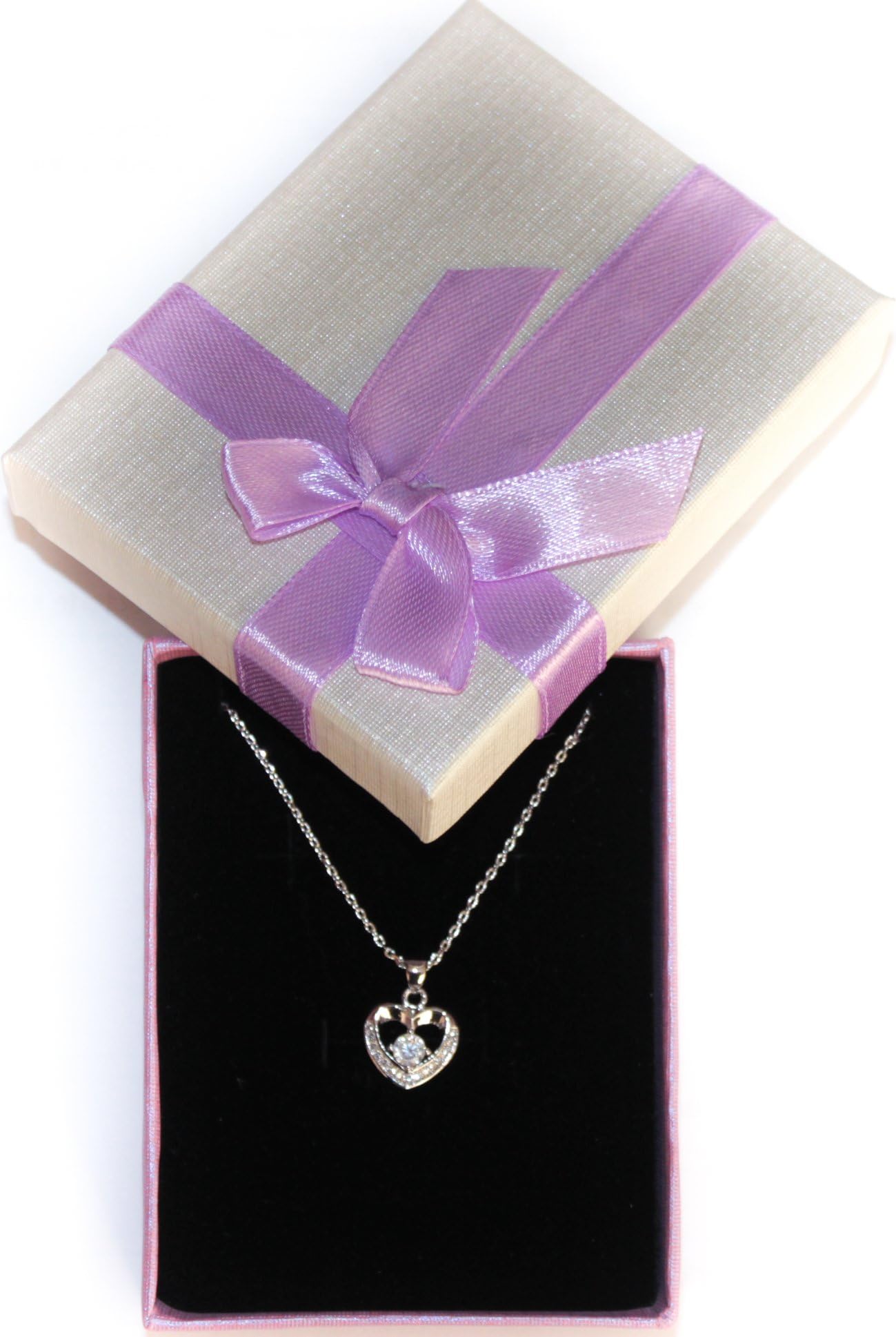 pendant yellow gold plated heart white stones