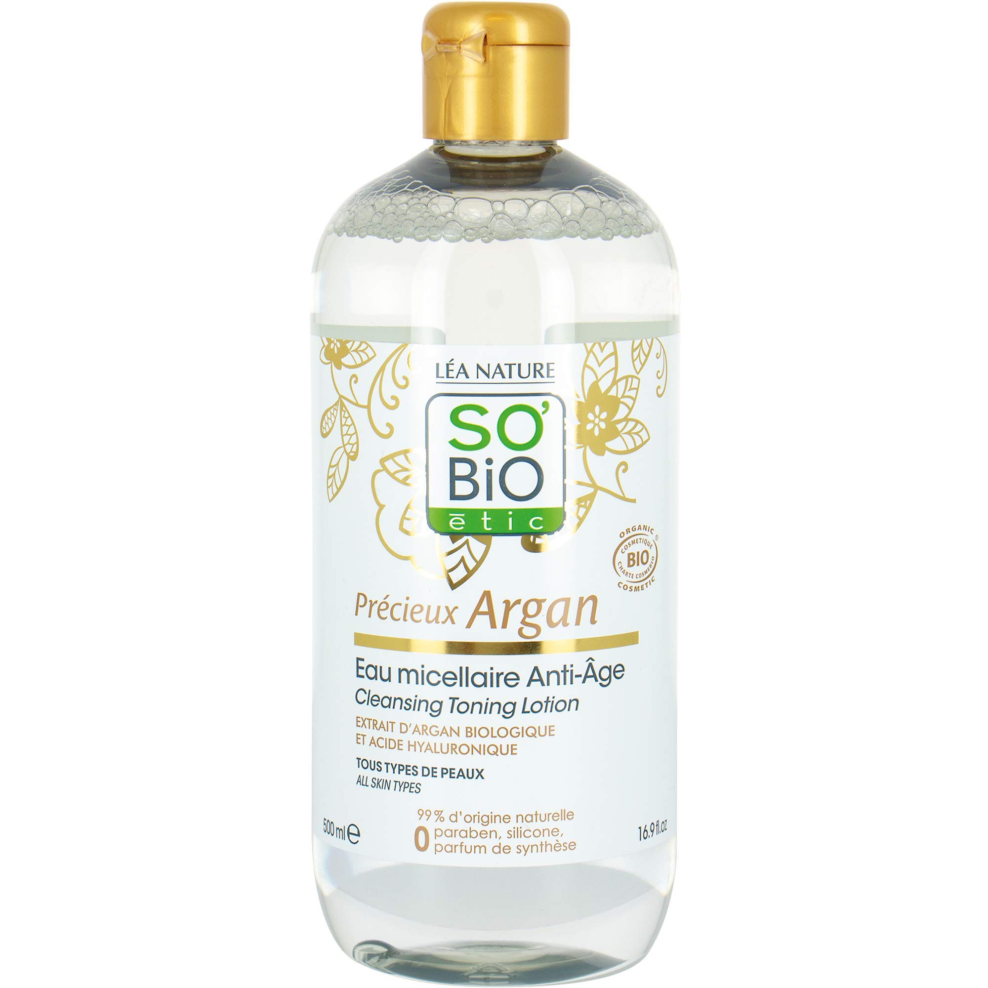 SO'BiO étic Précieux Argan Cosmebio Cleansing Toning Lotion, 500 ml, 1334516