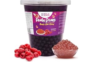 Bubble Blends Raspberry Popping Boba (2.2lbs) - Popping Pearls 100% Fat-Free - Real Fruit Juice - Bursting Boba Pearls for Bubble Tea, Boba Drink Sinkers & Dessert Toppings
