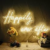 Happily Ever After Neon Sign Large, 42.5 Inch Neon Sign Wedding Happily Ever After with Remote Dimmer, Neon Lights for Bedroom, Wedding, Birthday, Bachelorette Party, Warm White