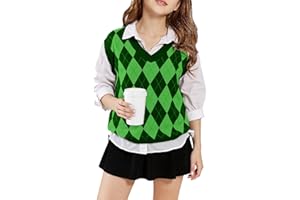 SELINK Boys Girls School Uniform Sweater Vest V Neck Soft Comfy Pullover Trendy Argyle Knitted Waistcoat Vest