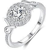BELLNA 1CT Moissanite Engagement Ring for Women 925 Sterling Silver Promise Rings for Her Birthday Wedding Anniversary Valentines Jewerly For Women
