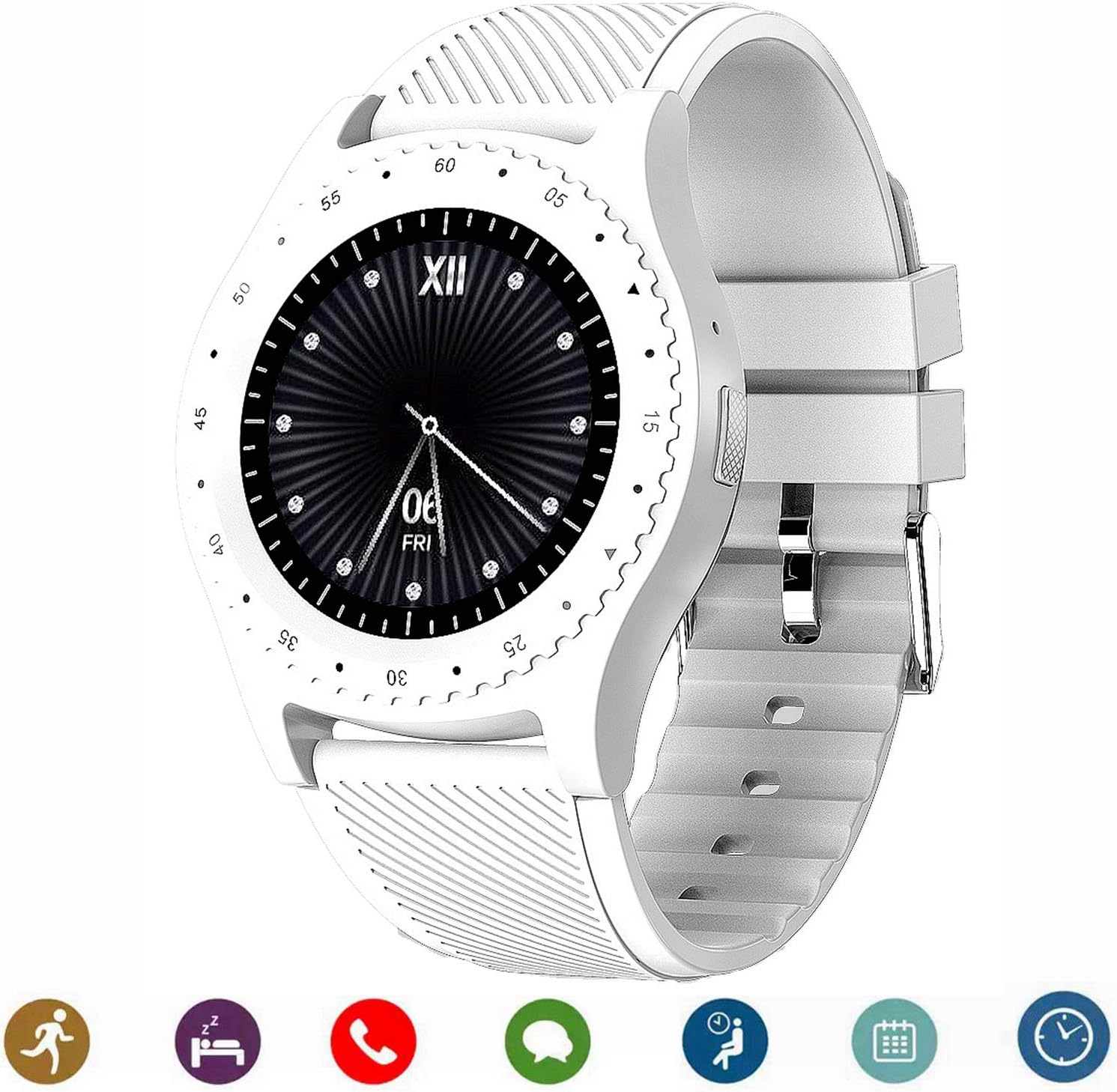 CanMixs Y1 Smart Watch Bluetooth Wrist Watch Fitness Activity Tracker Sport Watch Round Touch HD Screen with SIM & TF Card Slot,Pedometer Sleep Moniter SMS Call and Sedentary Reminder for Android IOS