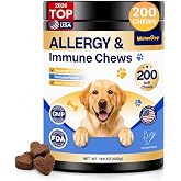 wonmore Dog Allergy Chews, Itchy Skin &amp; Paw Licking Support, 200 Soft Chews | Probiotics for Dogs, Seasonal Skin &amp; Paw Support, Immune &amp; Gut Health, Omega Fatty Acids, Chicken Flavor, Made in USA, 75 Day