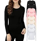 Jecery 8 Pcs Thermal Long Sleeve Shirts Bulk for Women Thermal Top Set Crew Neck Scrub Undershirt Base Layer Winter Underwear