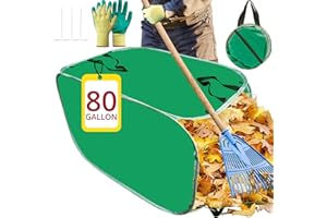 PUNCHMAN Leaf Collector - 80 Gallon Pop up Foldable Leaf Bags with Handles, Collapsible Trash Can for Leaf Clean up and Picker, Reusable Yard Waste Bags with Golves, Garden Tools