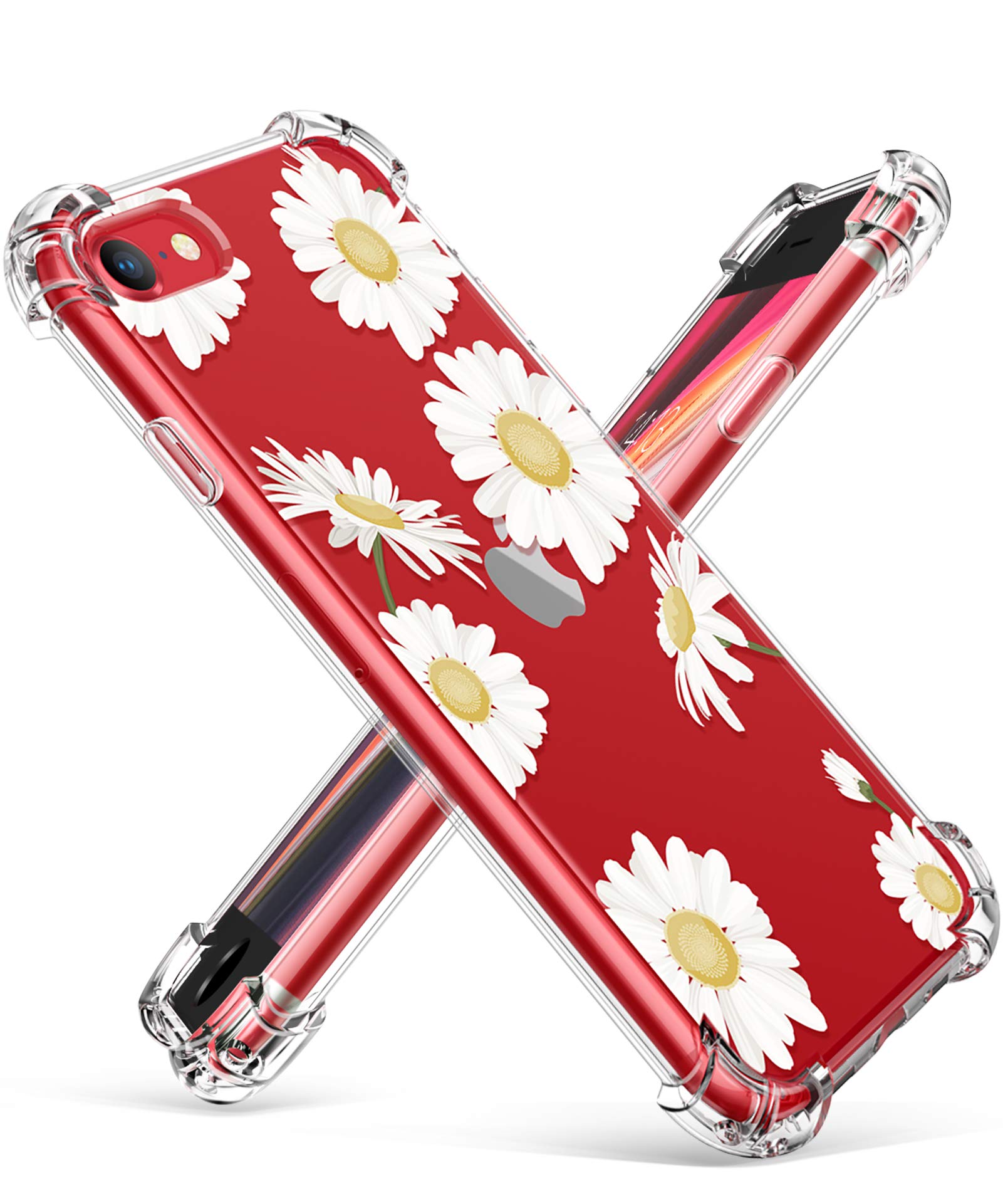 Gviewin Clear Flower Compatible With Iphone Se Case Iphone 8 Case Iphone 7 Case Soft Tpu Silicone Ultra Thin Slim Fit Transparent Flexible Case Cover For 4 7 Iphone Se2 8 7 Lovely Dasiy White Buy Online In