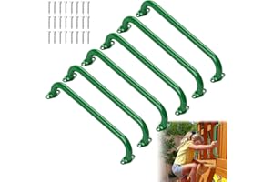 SUNSHINE FARMRE 17.3 Inch Safety Playground Handles Metal Kids Indoor Outdoor Climbing Monkey Bars Swing Set Accessories Grab Handle Playset Hand Grips for Playhouse, Treehouse, Jungle Gym (Green, 6 Pack)