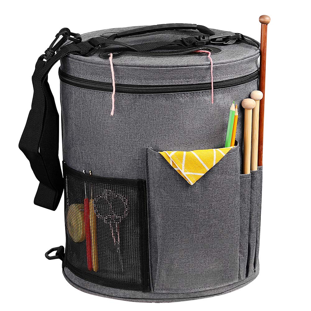 SumDirect Knitting Bag, Yarn Organizer Tote Bag Portable Storage Bag for Yarns, Carrying Projects, Knitting Needles, Crochet Hooks, Manuals and Other Accessories (Gray) — image 1