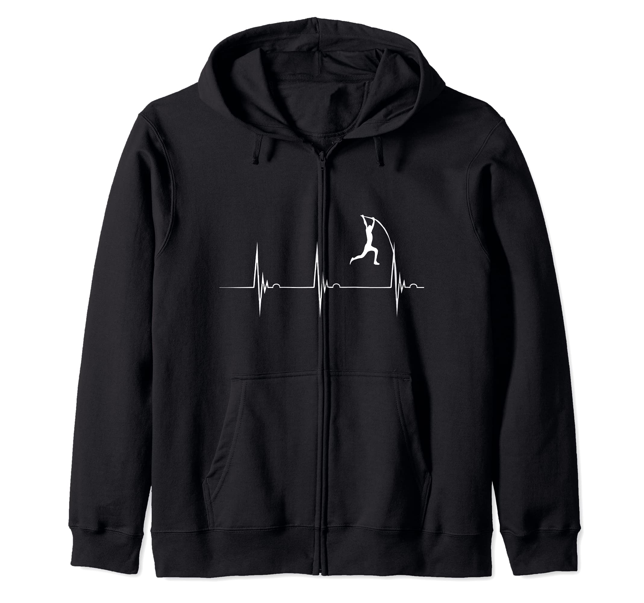 Pole Vault Heartbeat Pole Vaulter EKG Pole Vaulting Athletes Zip Hoodie