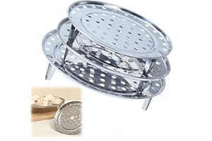 CAASFOOY 3 Pack Round Stainless Steel Steamer Rack, Steamer Rack, Stewing Pot Steaming, Thicken 22cm��24cm��26cm Diameter Canne