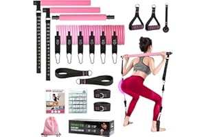 JNATER Upgraded Pilates Bar Kit, Durable Pilates Bar Kit with Resistance Bands for Women & Men -with Workout Guide Perfect for Beginner - Pilates Equipment for Home, Gym, Travel, Office Use