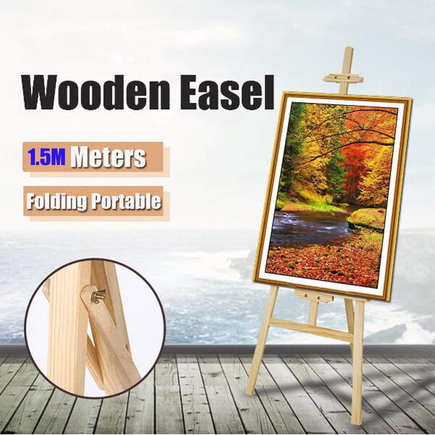 1.5M Adjustable Easel, Lightweight Studio Easel Foldable Painter Stand