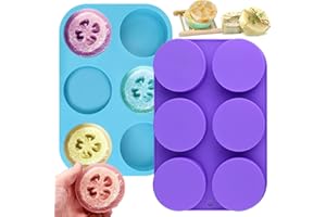 Moukiween Big Round Silicone Soap Molds, 3 Inch Cylinder Silicone Mold for Loofah Soap Making, Shower Steamer, Bath Bombs, Lotion Bars (Set of 2)