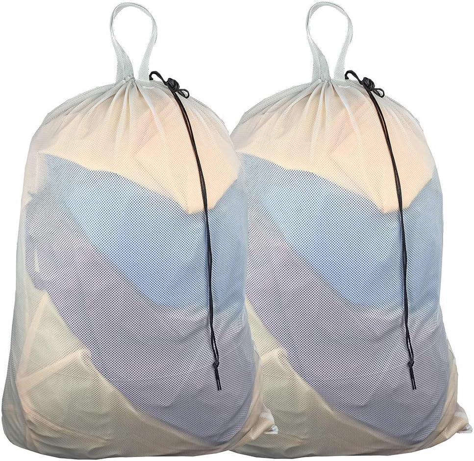 UniLiGis Lead Free Mesh Laundry Bag with Handles (2 Pack), Machine Washable Clothing Washing Bags for College, Apartment, Dorm, Laundry Bags Mesh Wash Bags Fit a Laundry Basket,24 x 36 inches