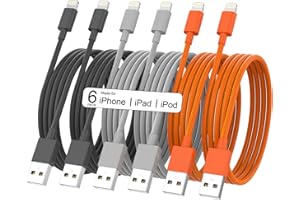 YEFOOT [Apple MFi Certified] 6Pack(3/3/6/6/6/10 FT) Original iPhone Charger Fast Charging Lightning Cable iPhone Charger Cord Compatible with iPhone 14/13/12/11 Pro Max/XS MAX/XR/XS/X/8/7 Plus iPad AirPods
