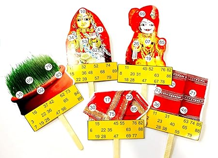 Gangaur Themed Tambola Tickets Made by Smriti Singhania (15pc Set) Ideal for Parties and Gangaur