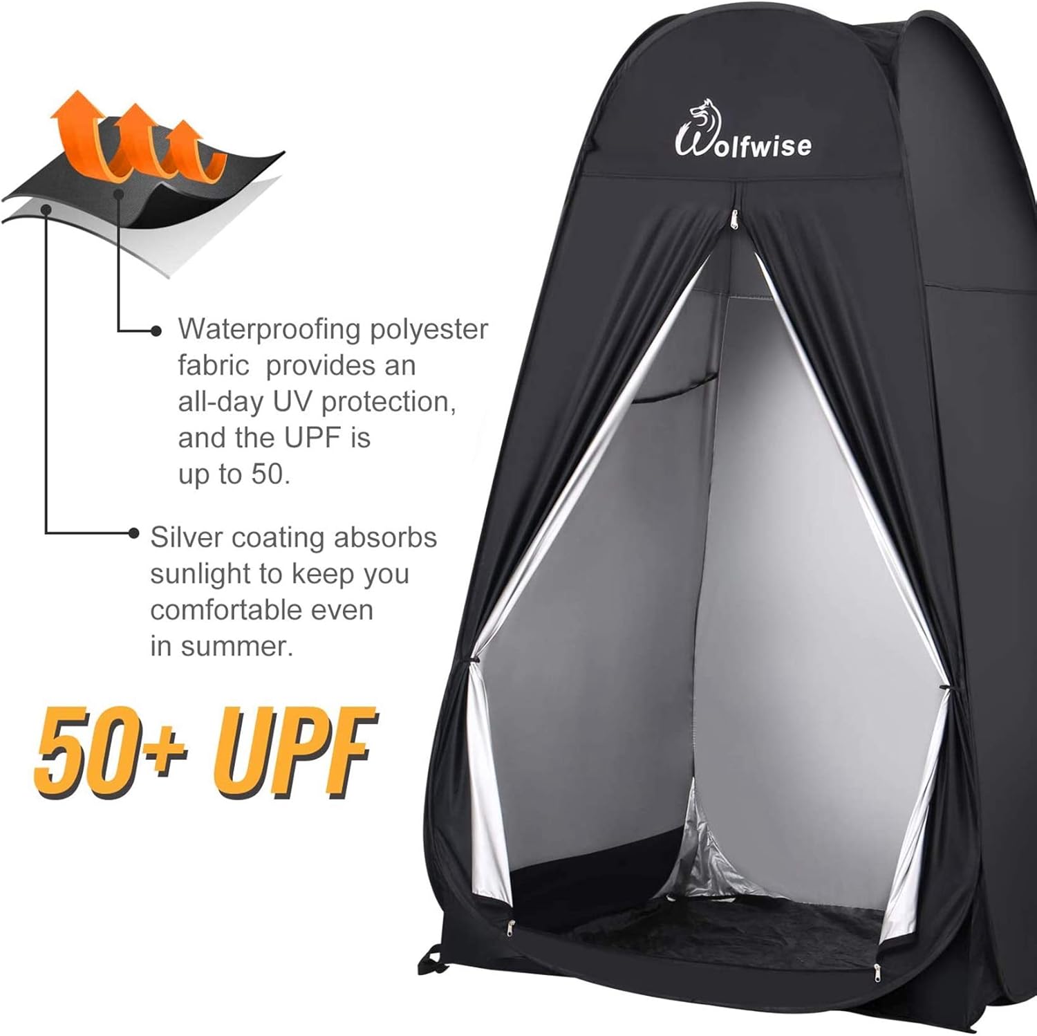 WolfWise 6.6FT Portable Pop Up Shower Privacy Tent Spacious Dressing Changing Room for Toilet Camping Biking Beach: Sports & Outdoors