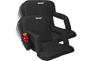 Driftsun 2 Pack Standard Size Stadium Seats with Back Support - Deluxe Foldable Stadium Chairs for Bleachers - Folding Waterproof Sport Chair - Easy to Transport