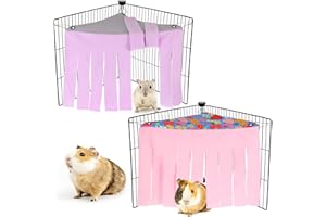 Shappy 2 Pcs Guinea Pig Hideout Hideaway Corner Fleece Toys Cage Accessories Cute Ferret Hammock for Ferrets Chinchillas Hedgehogs Small Pets(Grey with Pink, Grey with Purple, Heart-Shape)