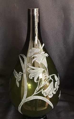 Amazon Com Hand Engraved Floral Vase Hummingbird Lilies