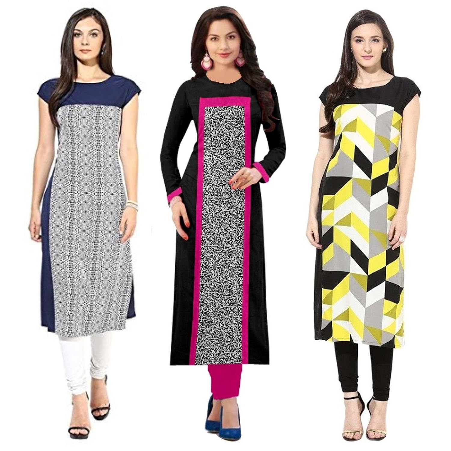 pramukh fashion women's cotton semi-stitched kurti(m-54_multicolour_xxl) - pack of 3