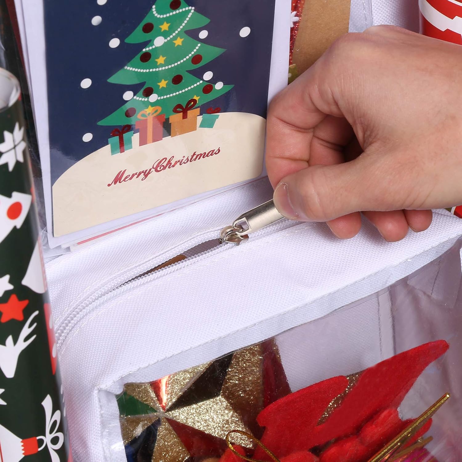 Wrapping Paper Storage Holder Double-Sided Hanging Gift Bag and Gift Wrap Organizer （Original White）: Home & Kitchen