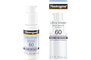 Neutrogena Ultra Sheer Moisturizing Face Serum with Vitamin E & SPF 60, All Day Facial Sunscreen Serum with Broad Spectrum UV