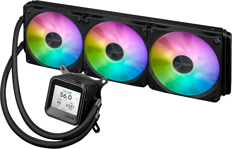 Prime LC 360 ARGB LCD - Sistema de arrefecimento líquido da CPU tudo-em-um com ecrã LCD, bomba Asetek de alto desempenho, motor robusto, ventoinhas conectáveis em cadeia