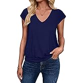 Sialois V Neck Cap Sleeve Top Women Banded Bottom T Shirts Fashion Blouse Summer Spring Beach Vacation Outfits Clothes 2026