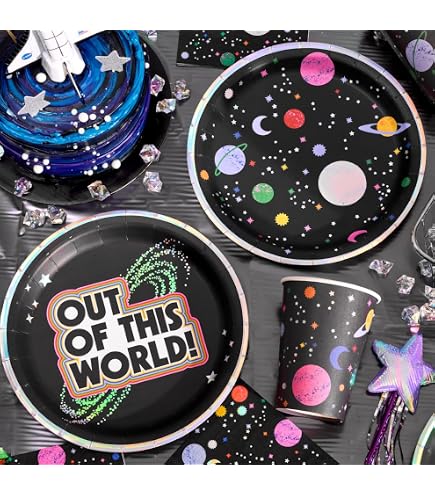 Creative Converting Galaxy Party Paper Plates | 8.75 Inch Round Space Themed Dinner Plates - Pack Of 8, Multicolor - View #3