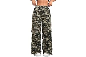 Floerns Girl's Camo Print Straight Leg Y2k Pants Elastic Waist Gym Track Pants