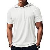MAGCOMSEN Men's Short Sleeve Hoodie Workout Gym Athletic Cotton Lightweight Hooded T Shirts Sweatshirt