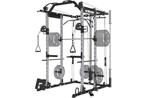 ER KANG Power Cage, PC06 1500LBS Power Rack with Cable Crossover, Multi-Function Workout Cage with Pulley System, Strength Training Squat Rack Home Gym