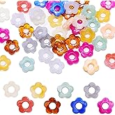 Bocar 8 Colors Mix 50pcs Acrylic Flower Beads Hollow Flower Loose Beads Spacers Beads Bulk for for DIY Craft Colorful Rainbow Necklace Earrings Bracelet Jewelry Making (PJ-HH-Mix 50)