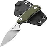 Omesio Small Fixed Blade D2 Steel Tactical Knife, 2.99" Full Tang Blade with G10 Handle & Clip, Outdoor Survival Knife for ED