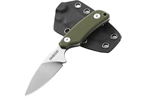 Omesio Small Fixed Blade D2 Steel Tactical Knife, 2.99" Full Tang Blade with G10 Handle & Clip, Outdoor Survival Knife for ED