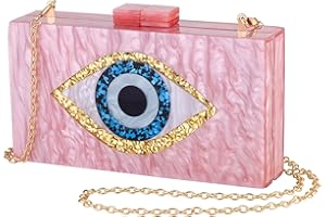 LETODE Clutch Purses for Women-Evil Eye Acrylic Clutch Glitter Purse Evening Bag Chain Shoulder Crossbody Handbags