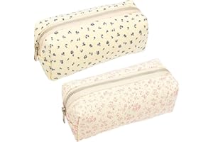 2-Pack Floral Pencil Cases,Small Cute Flower Design Pencil Holder for School,Office Supplies,Cotton Portable Cosmetic & Toy B