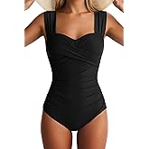 EVOCRCO Womens One Piece Swimsuits Tummy Control Bathing Suits Modest Full Coverage Swimsuit Wide Straps Swimwear