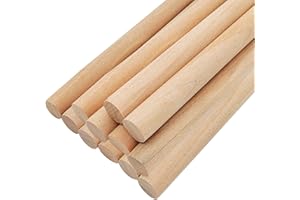 XYQMLY 12Pcs Wooden Dowel Rods, 1/2 x 12 Inch Unfinished Round Wooden Sticks for Craft, Hardwood Dowel Rod, Precut Wooden Rod Sticks Doweling Rods for Tiered Cake Support/Arts DIY/Grooved Fluted/Carpentry