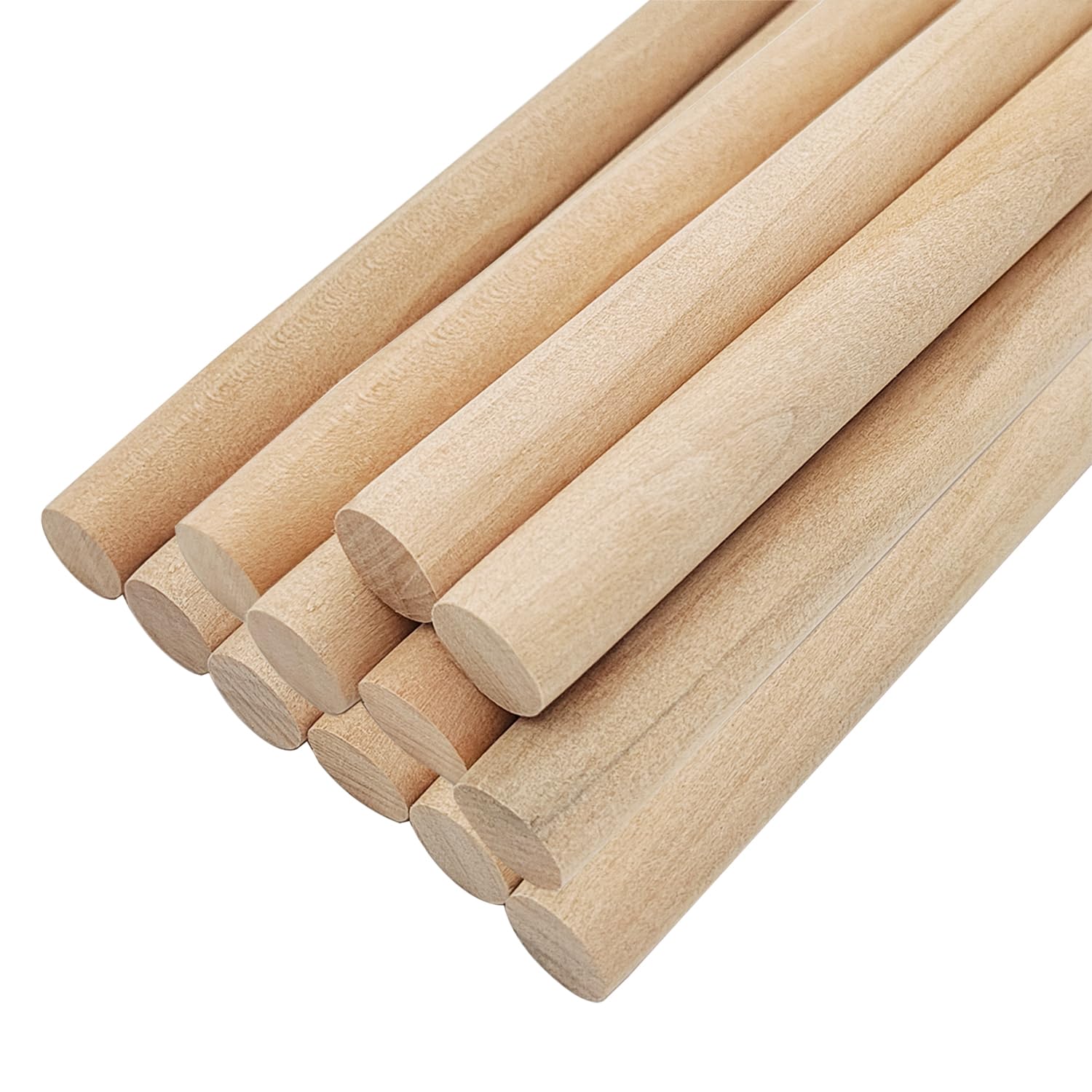 12Pcs 1/2 x 12 Inch Wooden Dowel Rods, 1.26 cm x 30 cm Wooden Dowels Wooden Sticks for Crafts, Hardwood Rod, Precut Sticks for Tiered Cake Support, Arts DIY, Grooved Fluted, Carpentry