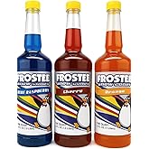 Snow Cone Syrup Shaved Ice Bottles (3-Pack) | Blue Raspberry, Orange and Cherry | 3 X 1 Liter Bottles | Makes up to 96 Snow C