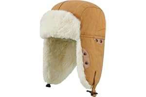 Clakllie Faux Fur Trapper Hat Warm Eskimo Hat Russian Trooper Hats Unisex Earflaps Hat with Chin Strap Winter Snow Cap