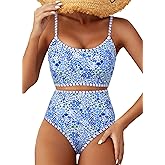 Herseas Women's Floral Print Bikini Sets Two Piece Swim Suits 2026 High Waisted Scoop Bathing Suits