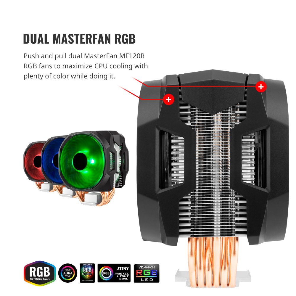 Cooler Master MA610P RGB CPU Air Cooler 6 CDC Heat Pipes Master Fan 120mm Intel/AMD AM4 Support