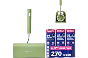 BOMDA Extra Sticky Large Surface Lint Roller, 6.3'' Giant Lint Roller for Pet Hair, 270 Sheets/ 3 Refills, Long Handle Lint Remover for Clothes, Furniture, Dog & Cat Hair Remover