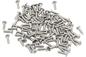 PHITUODA 100pcs M1.6 x 5mm Round Flat Head Machine Screws, 304 Stainless Steel Phillips Cross Drive Screw Hardware Fastener Bolts