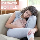 Jsdoin 2L Hot Water Bottle with Faux Fur Cover Pink Leakproof UK view 5