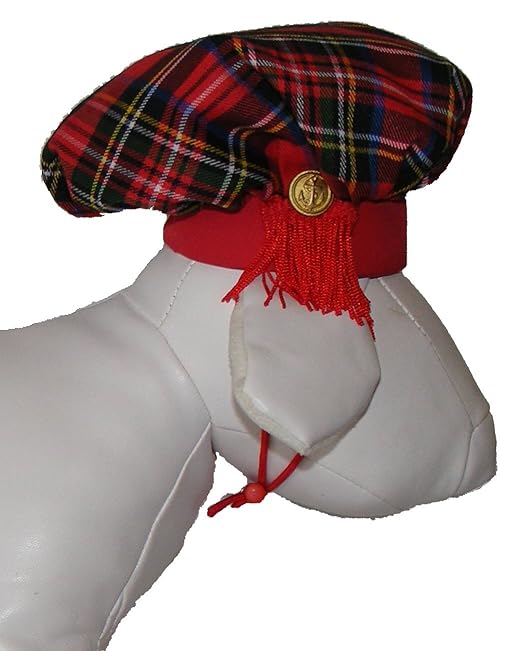 Tam O'Shanter Hats for Dogs! Scottish hats for dogs with adjustable chin strap. Tassel on the
